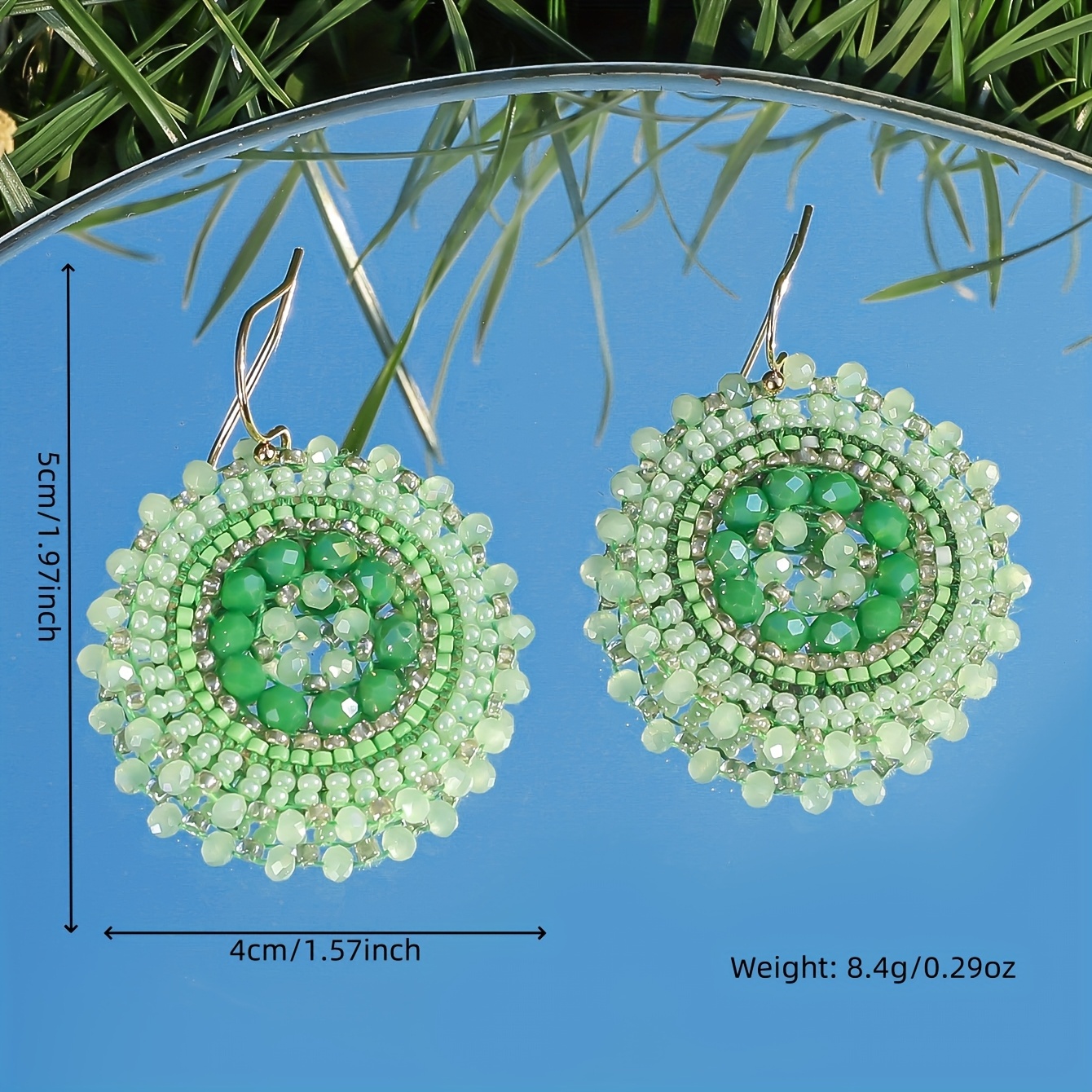 Women's Handmade Bohemian Rose-Colored Bead Round Earrings